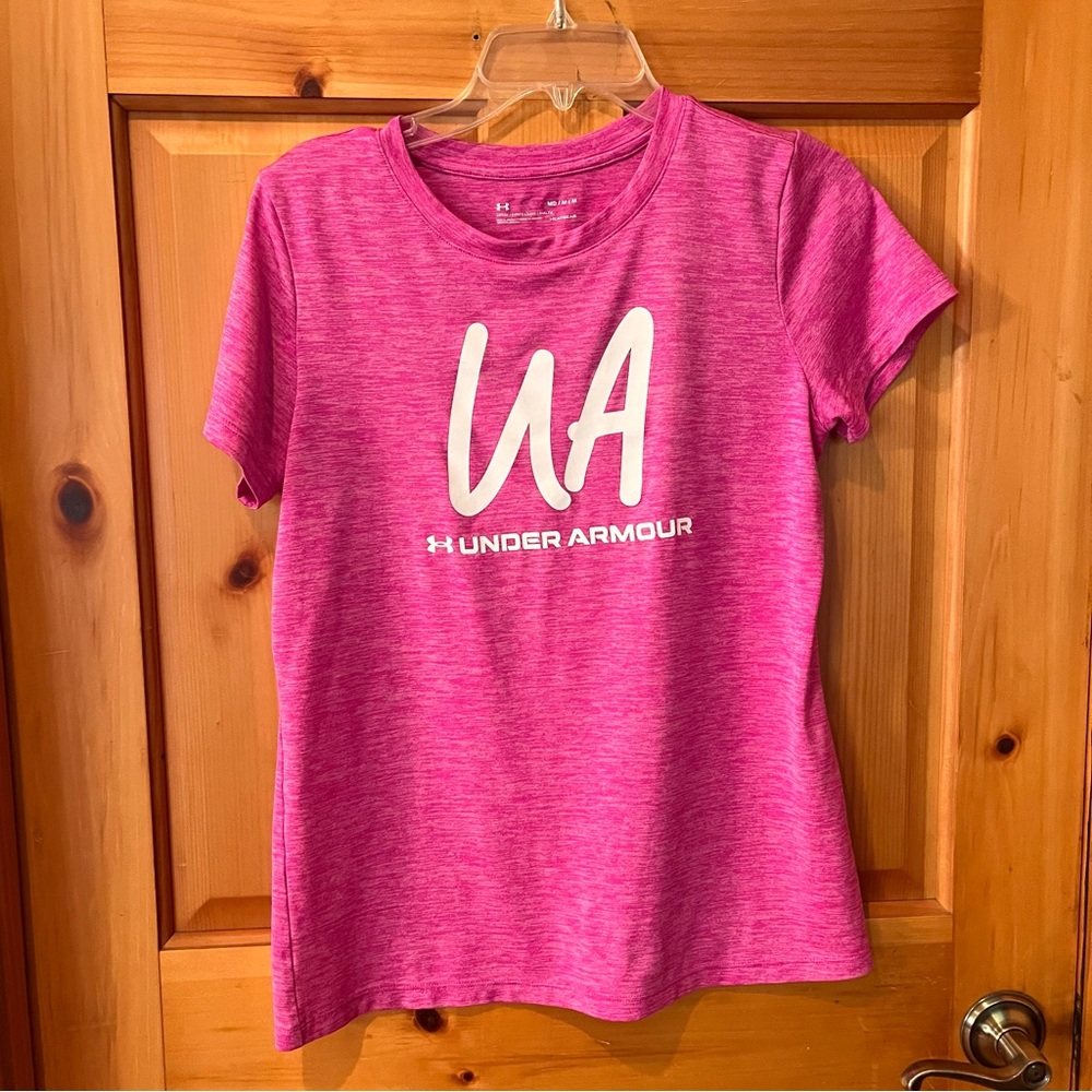 Pink Under Armour performance crewneck tee